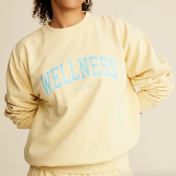 NWT Sporty & Rich Wellness Print Crewneck Sweater XS - Picture 1 of 15